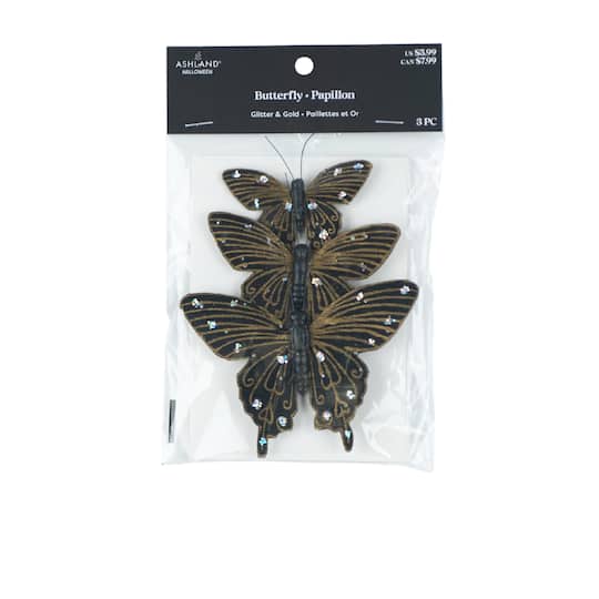 Glitter & Gold Butterfly Accents, 3ct. by Ashland®